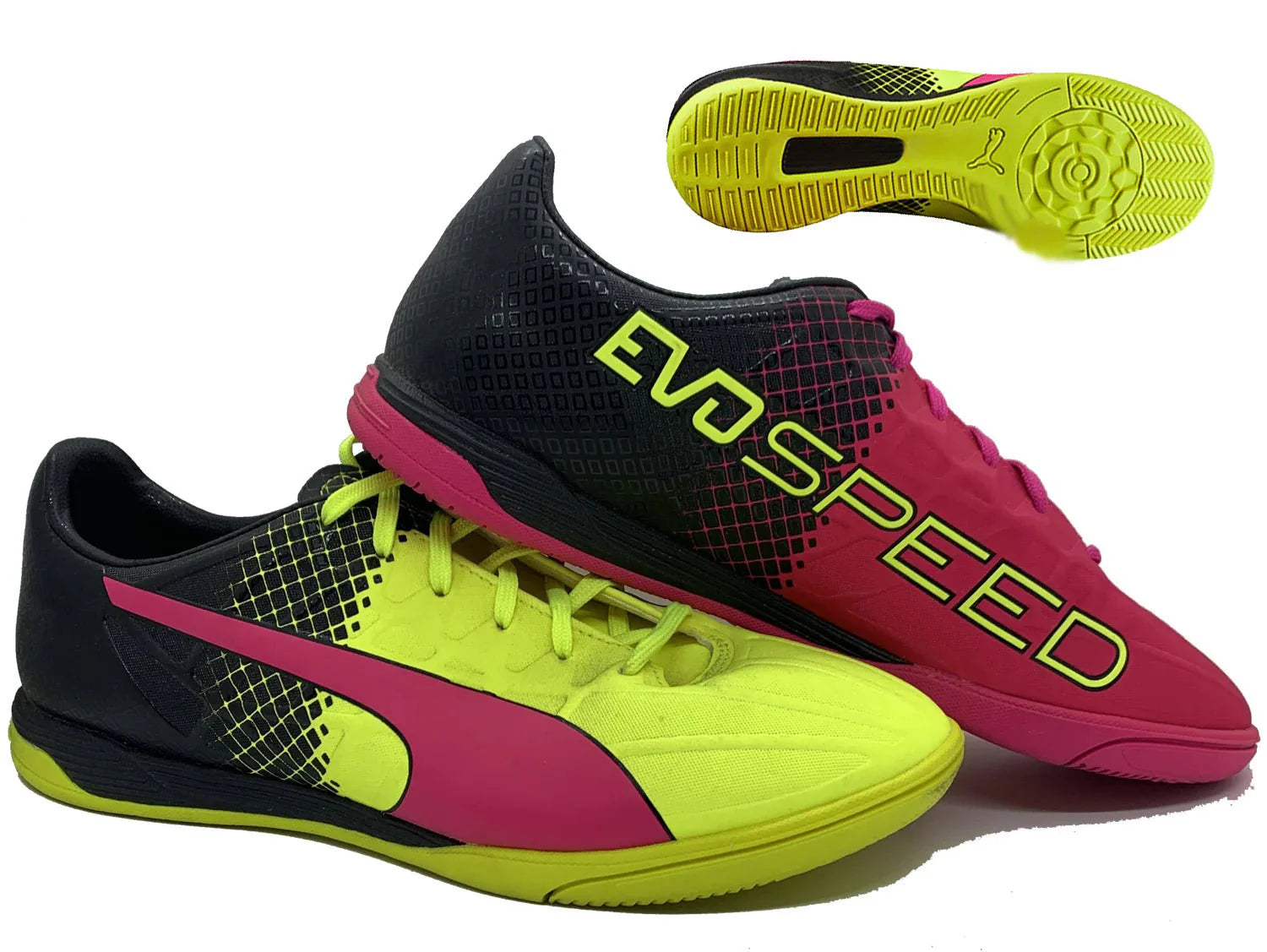 PUMA Evospeed 45 Tricks IT Indoor Football Boots Pink Glo Safety Yellow