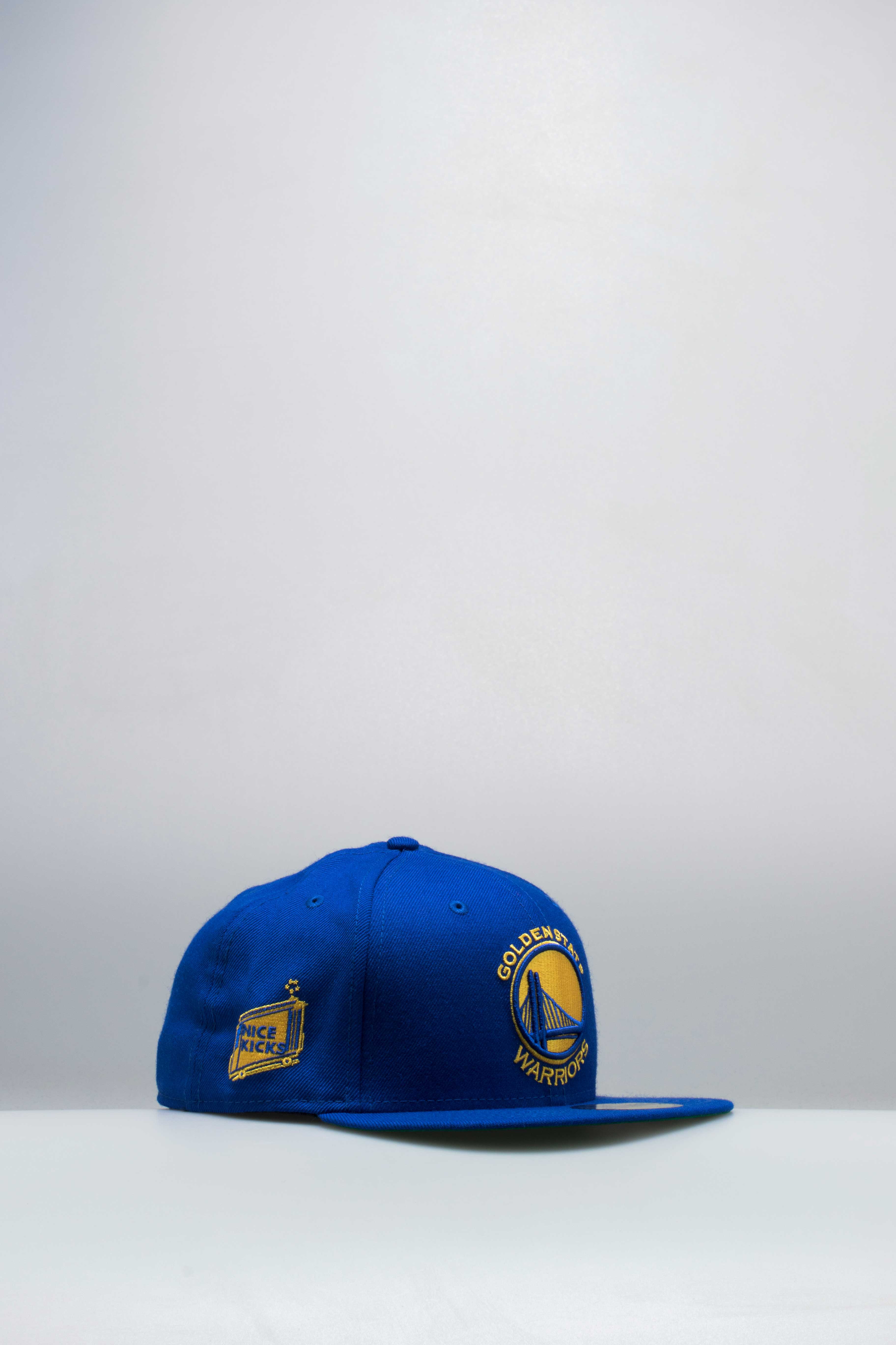 Nice Kicks X New Era Golden State Warriors NBA Fitted Hat Royal Blue Yellow White