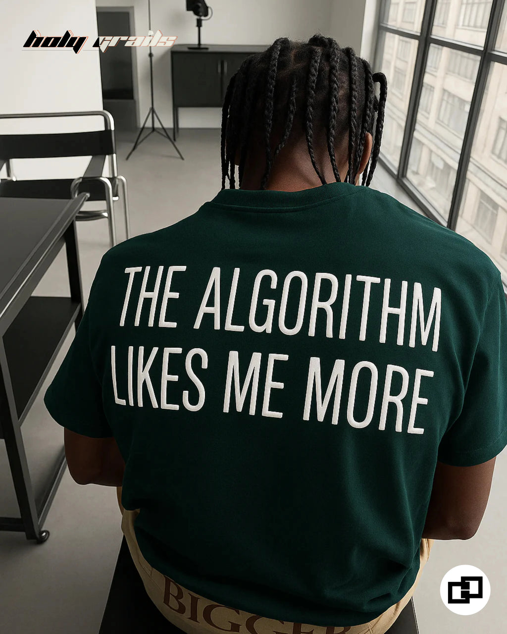 Algorithm Likes Me More Green Oversize Tee HG x Grey Hound Clothing