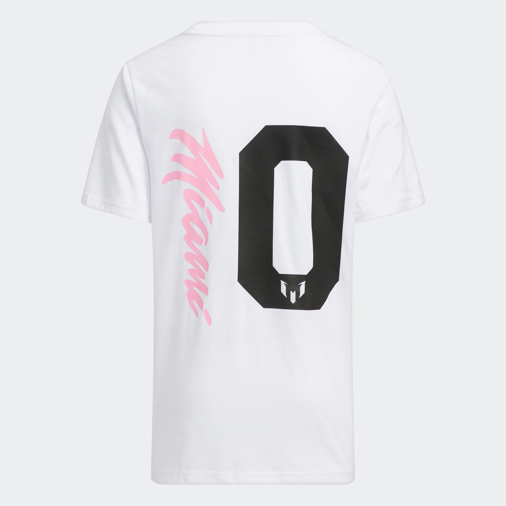 adidas Messi Youth Cotton Tee White Pink