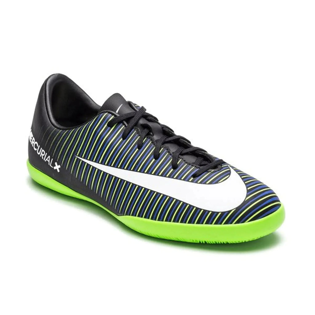 Nike Jr MercurialX Vapor XI IC Indoor Soccer Shoes Black White Electric Green