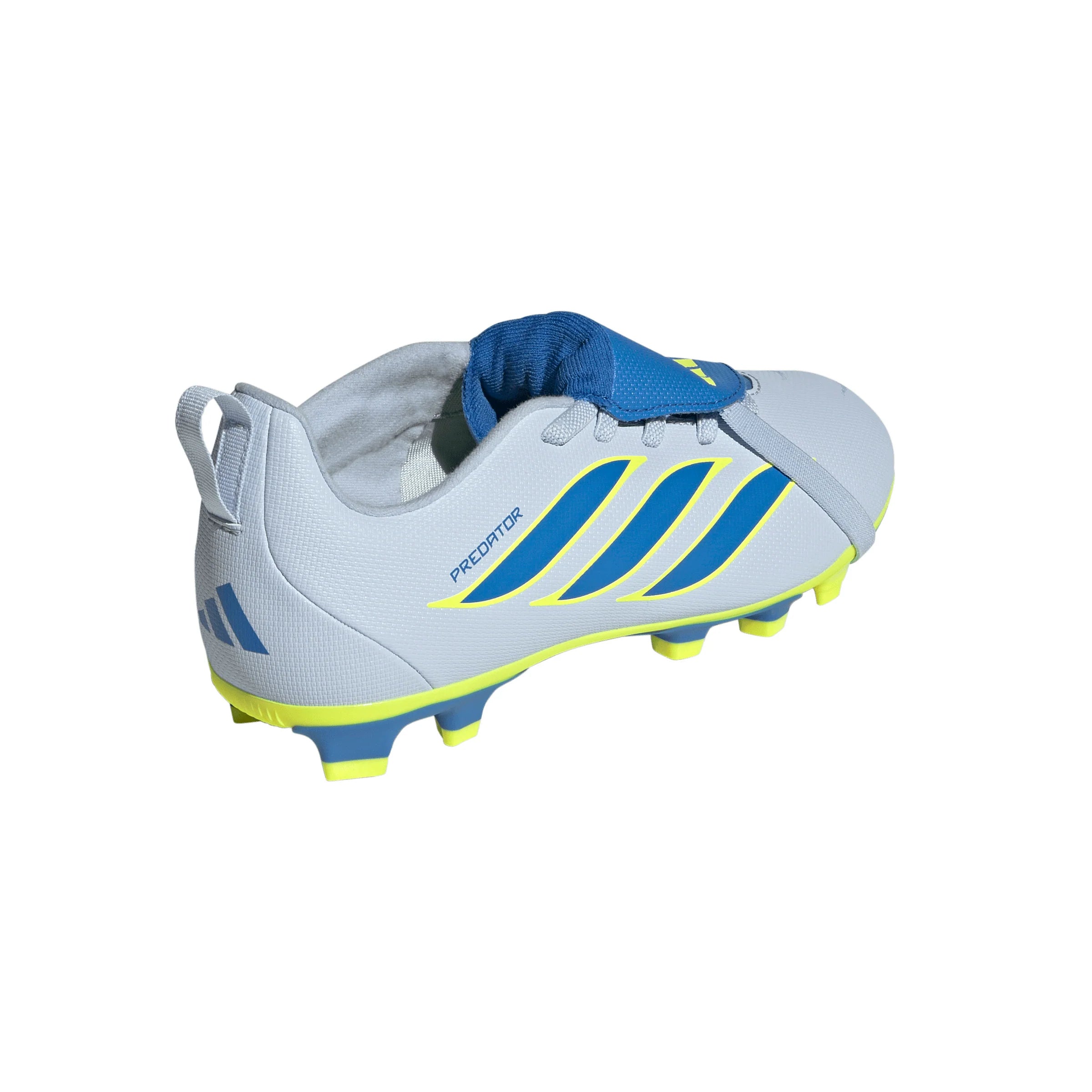adidas Predator Club Fold Over Tongue Elastic Laces FG MG Firm Ground Multi Ground Youth Soccer Cleats Sky Blue Yellow