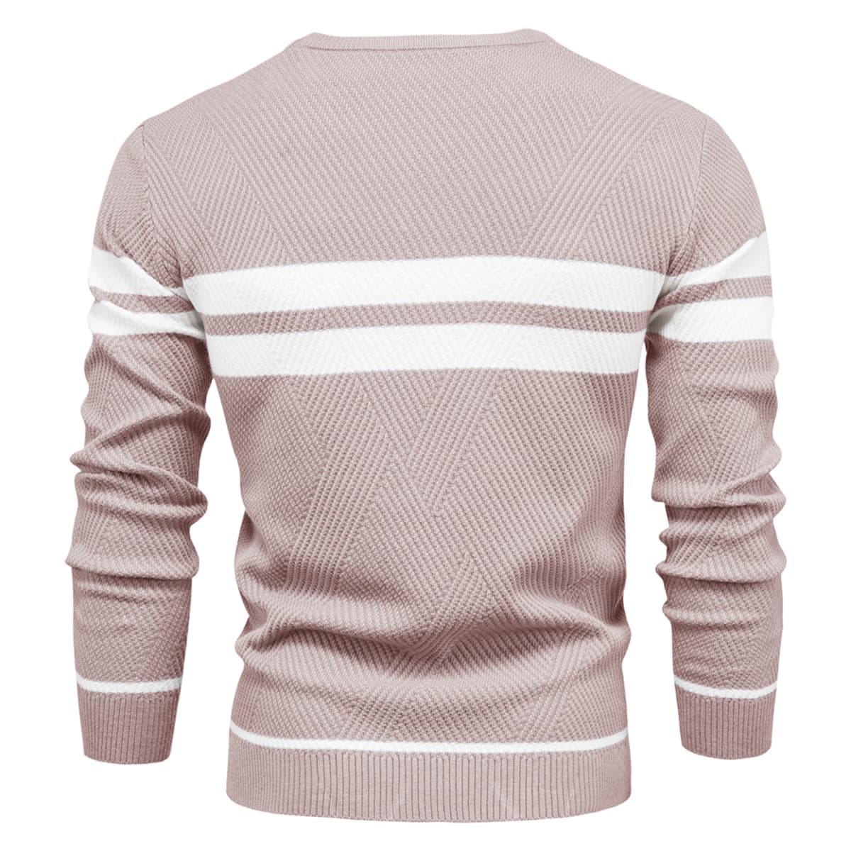 Mens Crew Neck Pullover Striped Sweater