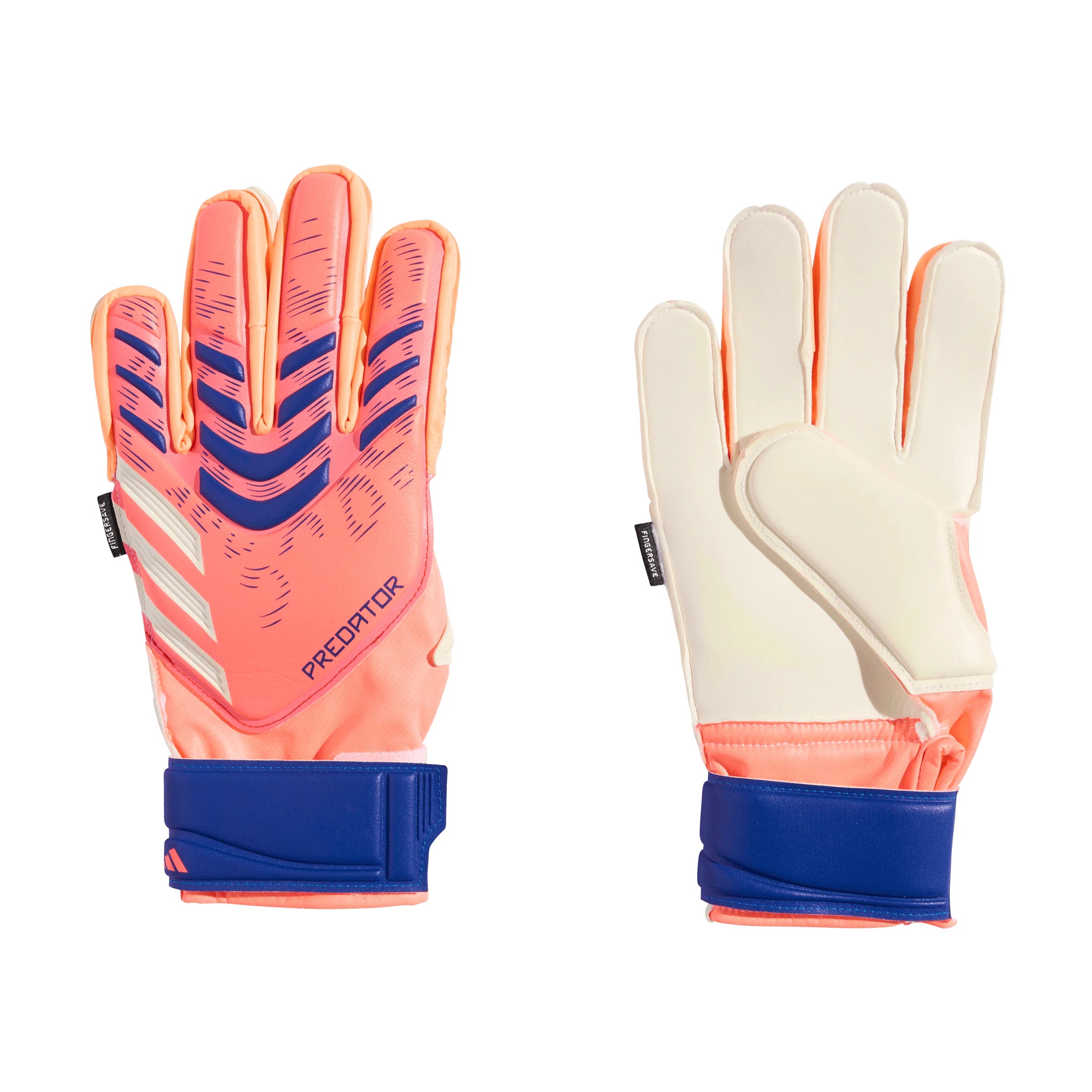 adidas Predator Match Fingersave Goalkeeper Youth Soccer Gloves Orange White Blue