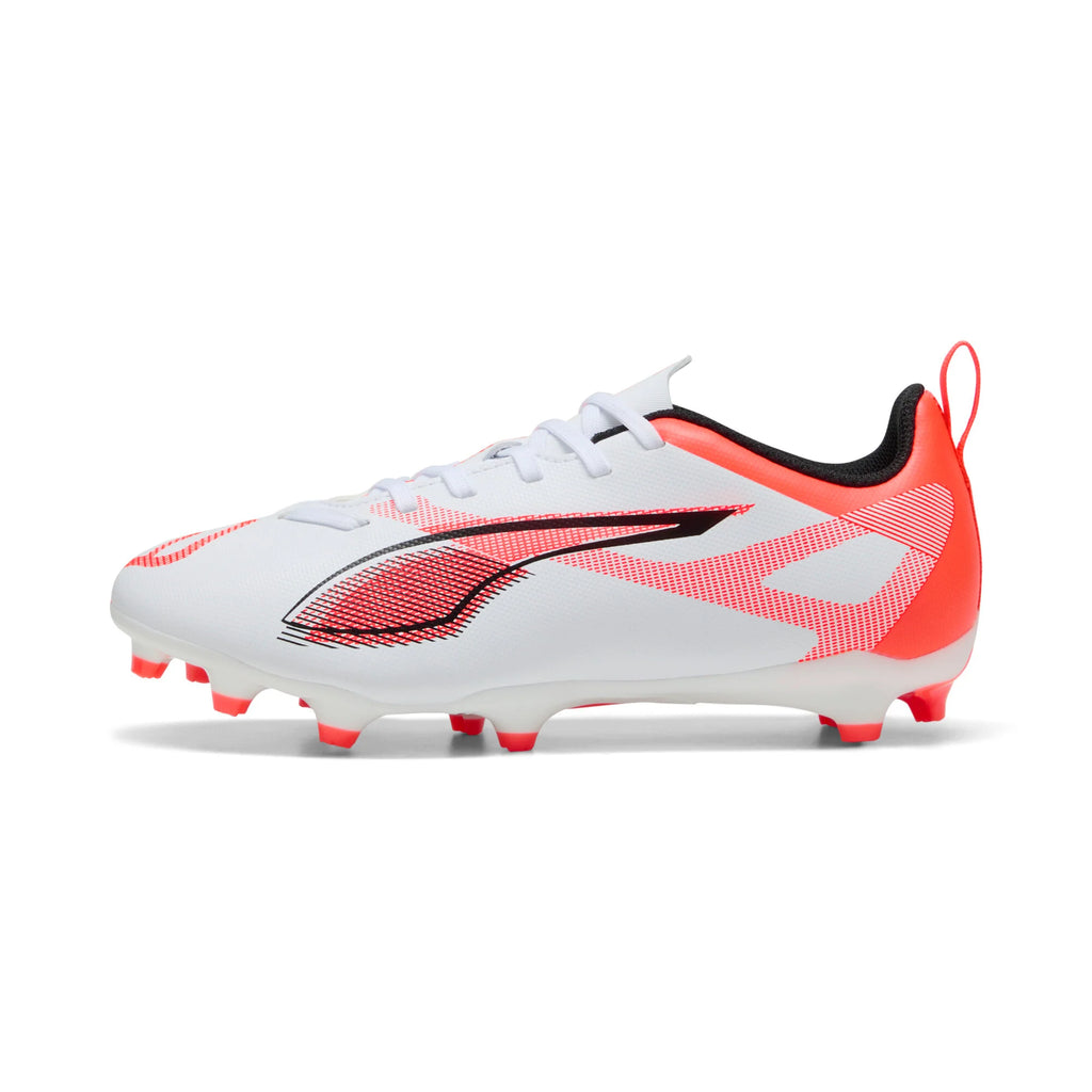 PUMA Ultra 5 Play FG AG Firm Multi Ground Youth Soccer Cleats White Black Glowing Red