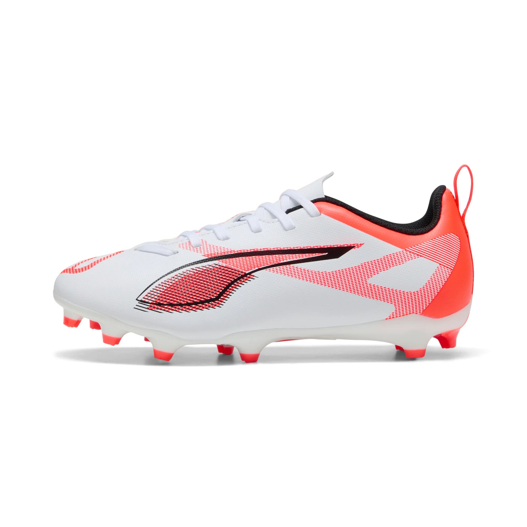 PUMA Ultra 5 Play FG AG Firm Multi Ground Youth Soccer Cleats White Black Glowing Red