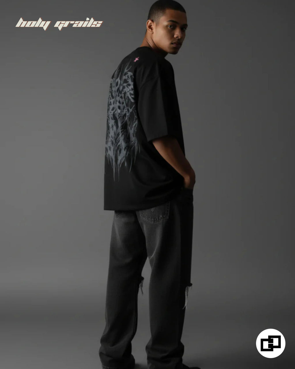 Weave of Wraith Black Oversize Tee HG x Grey Hound