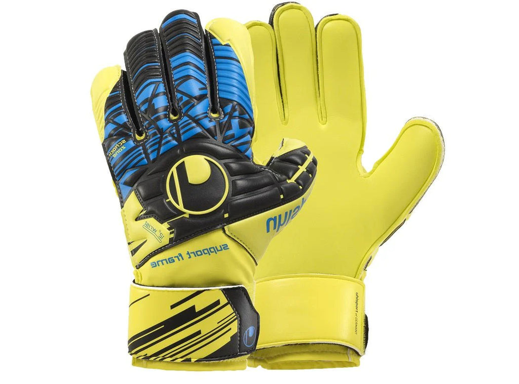 Uhlsport Eliminator Soft SF Goalkeeper Gloves Fluo Yellow Blavk Blue