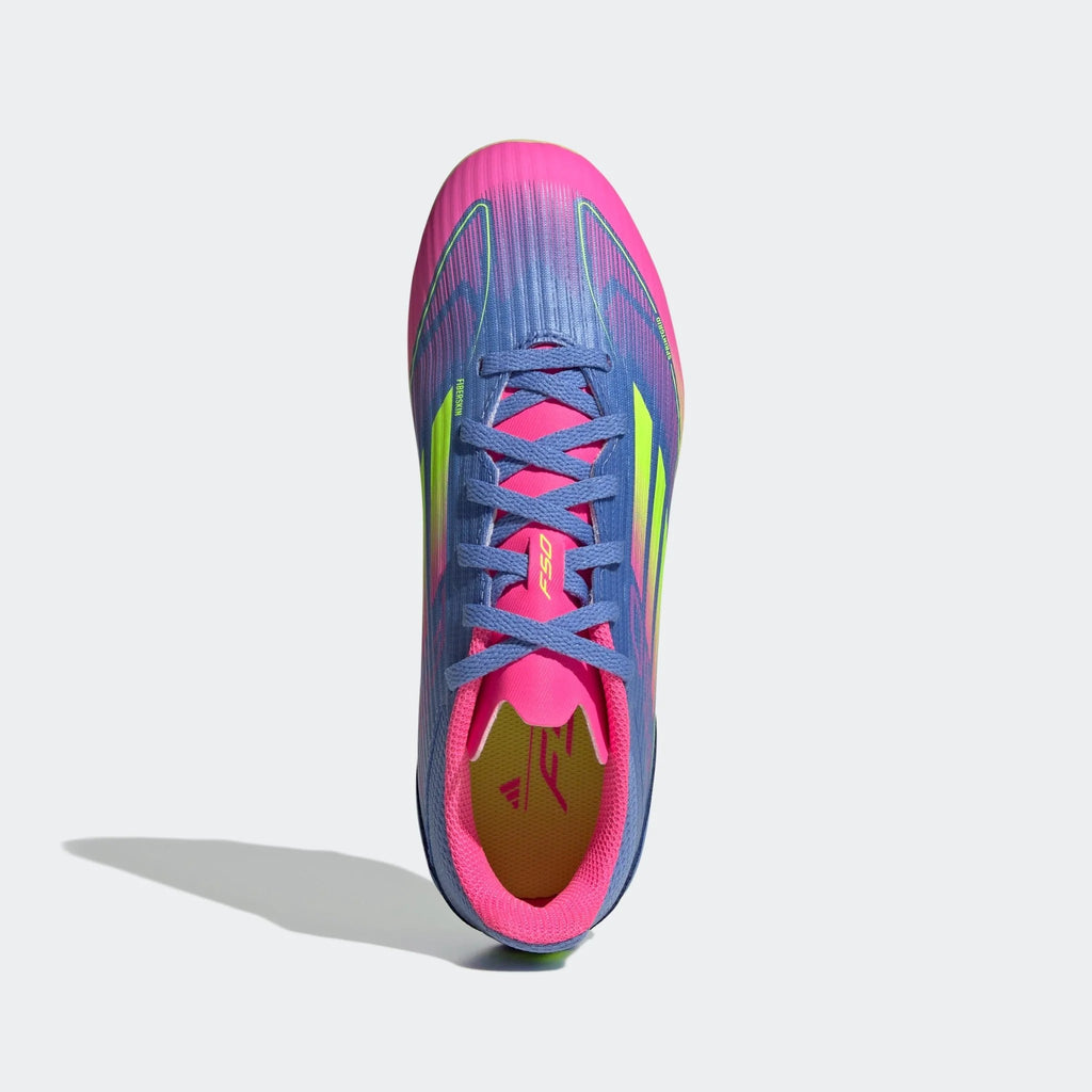 adidas F50 League Firm Multi Ground Boots Junior Blue Fusion Lucid Lemon Lucid Pink