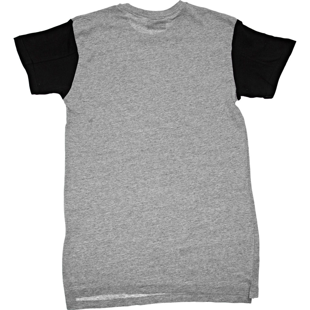 Nice Kicks Chest Print Old Engish Pablo Crew Tee Grey Black