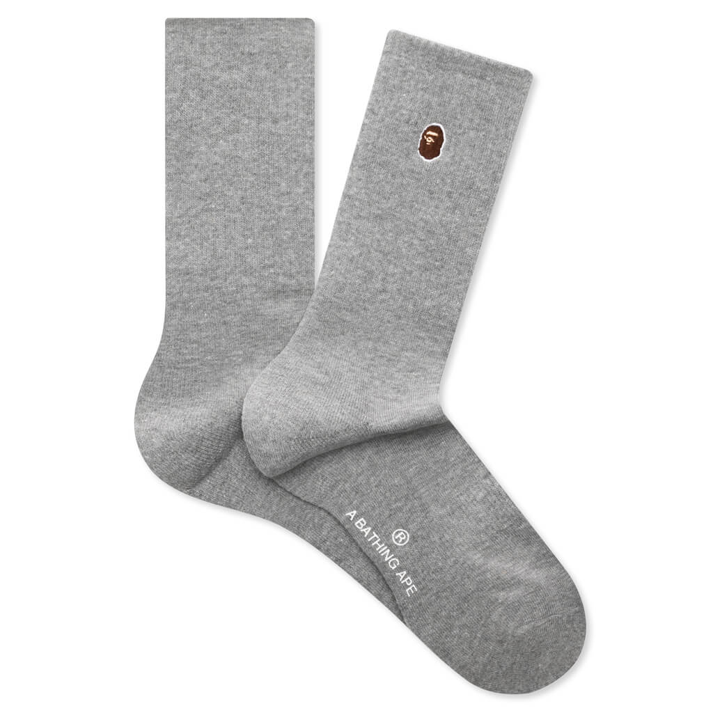Ape Head One Point Socks Grey