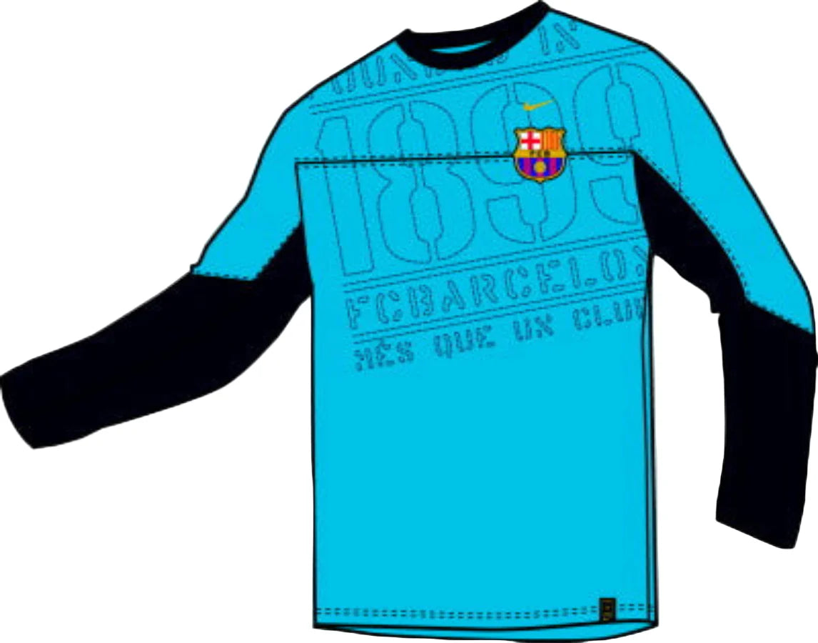 Nike Barcelona Long Sleeve Layered T Shirt Blue Obsidian Volt