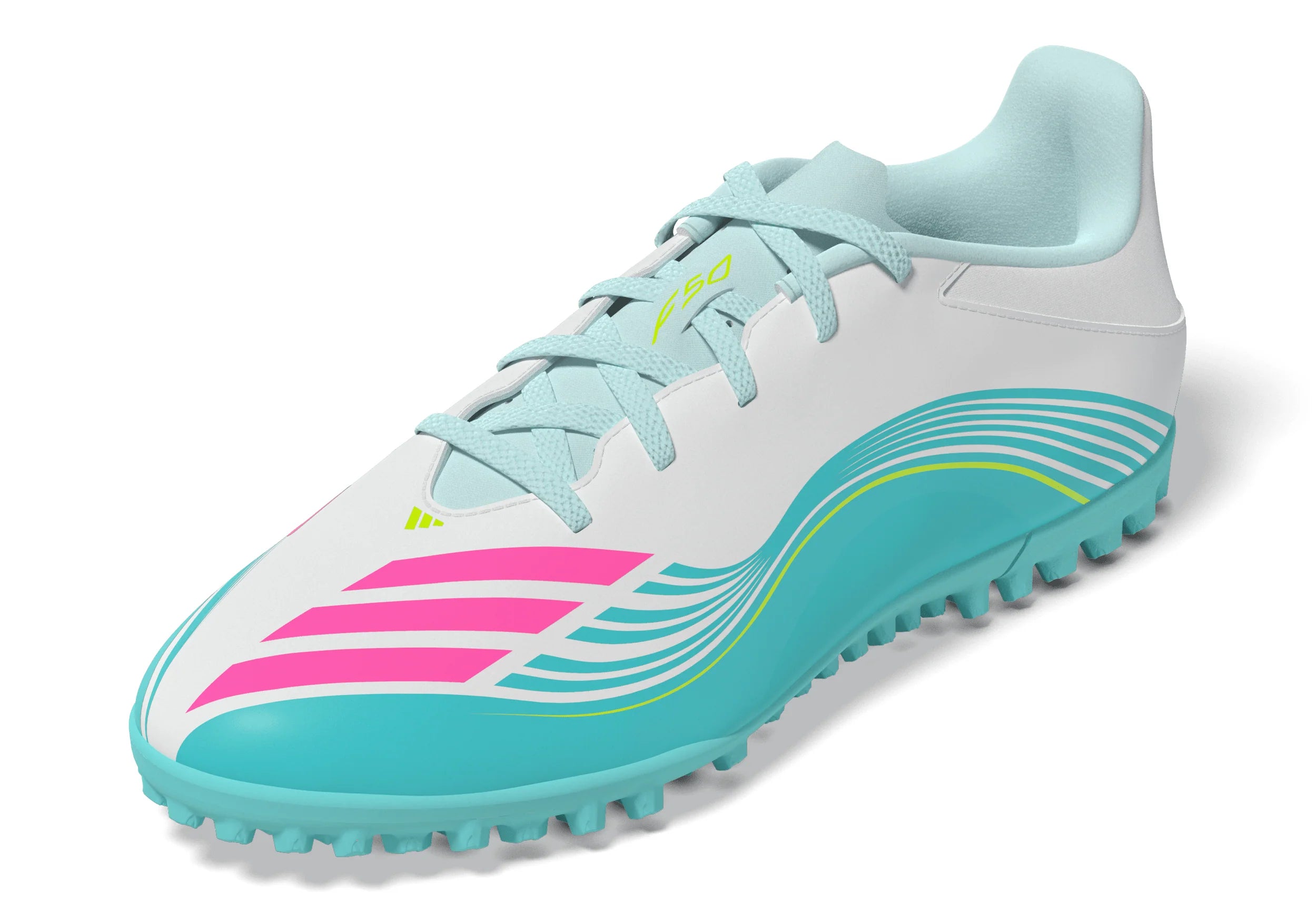 adidas F50 Messi Club TF Turf Mens Soccer Cleats White Pink Aqua