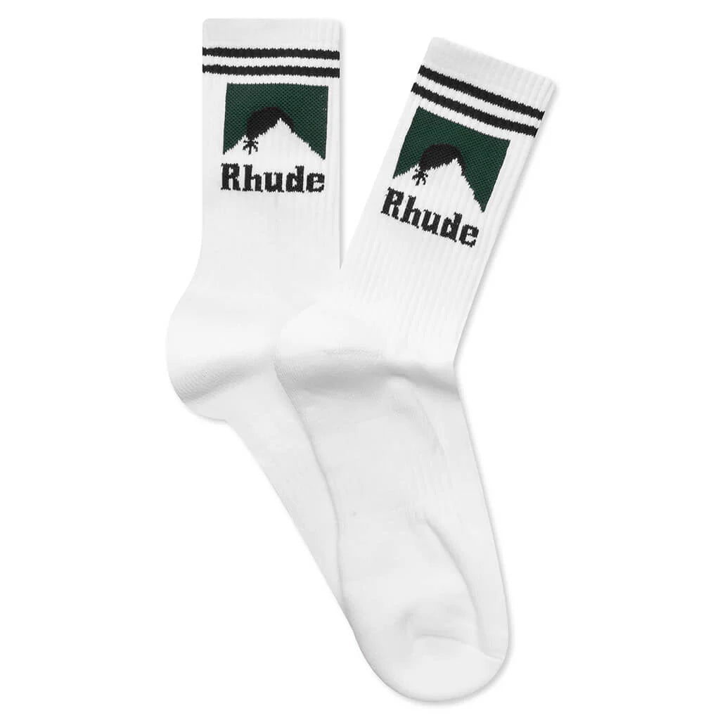 Striped Moonlight Sock White Navy Green
