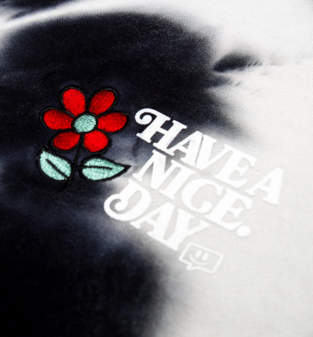 Nice Day Tie Dye Crewneck Mens Crew Black White