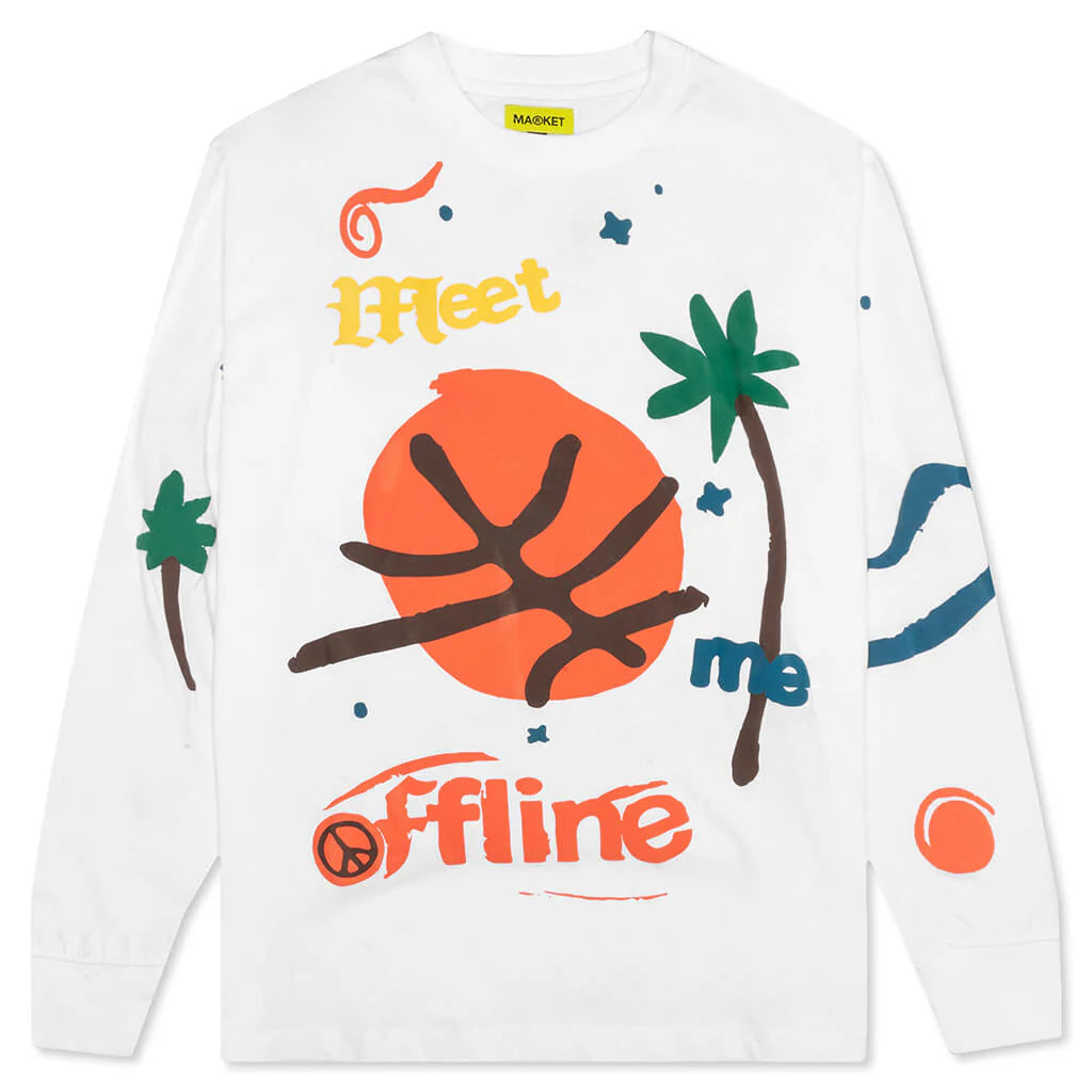 Meet me Offline Long sleeve T Shirt White