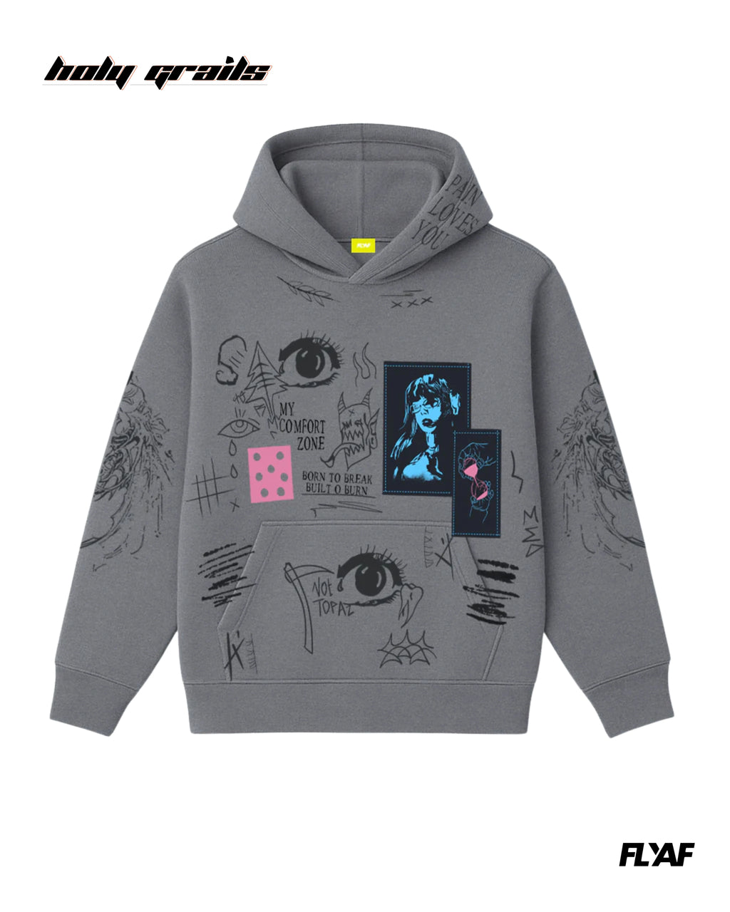 Cryptic Canvas Grey Hoodie HG x FLYAF