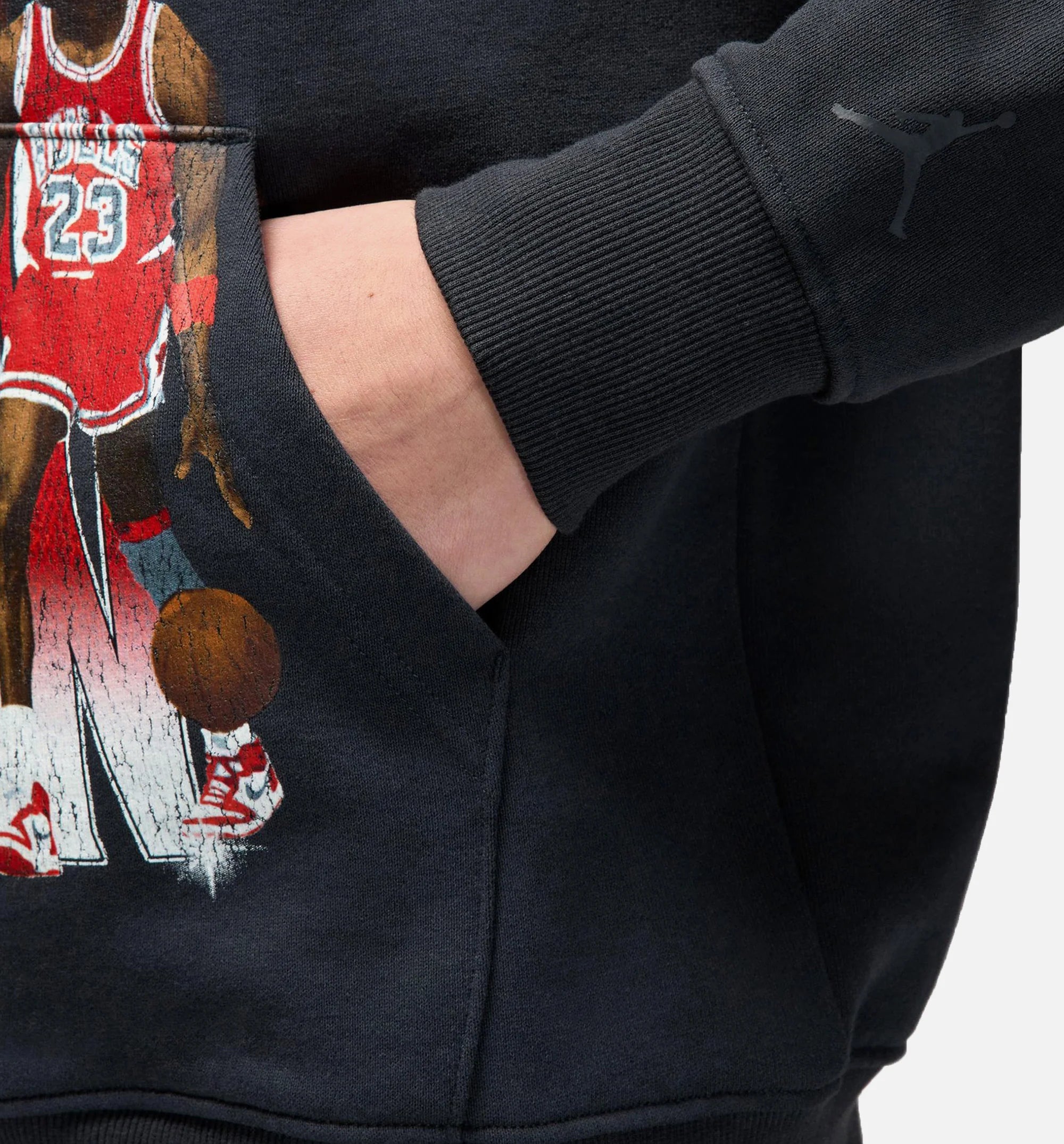 Flight Fleece 23 Michael Pullover Mens Hoodie Black Red