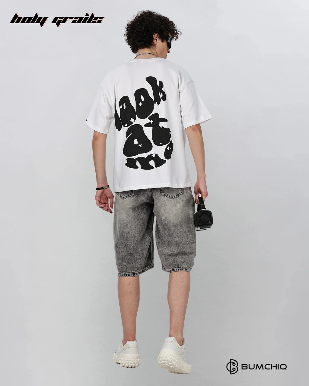 Look At Me White Oversize Tee HG x Bumchiq