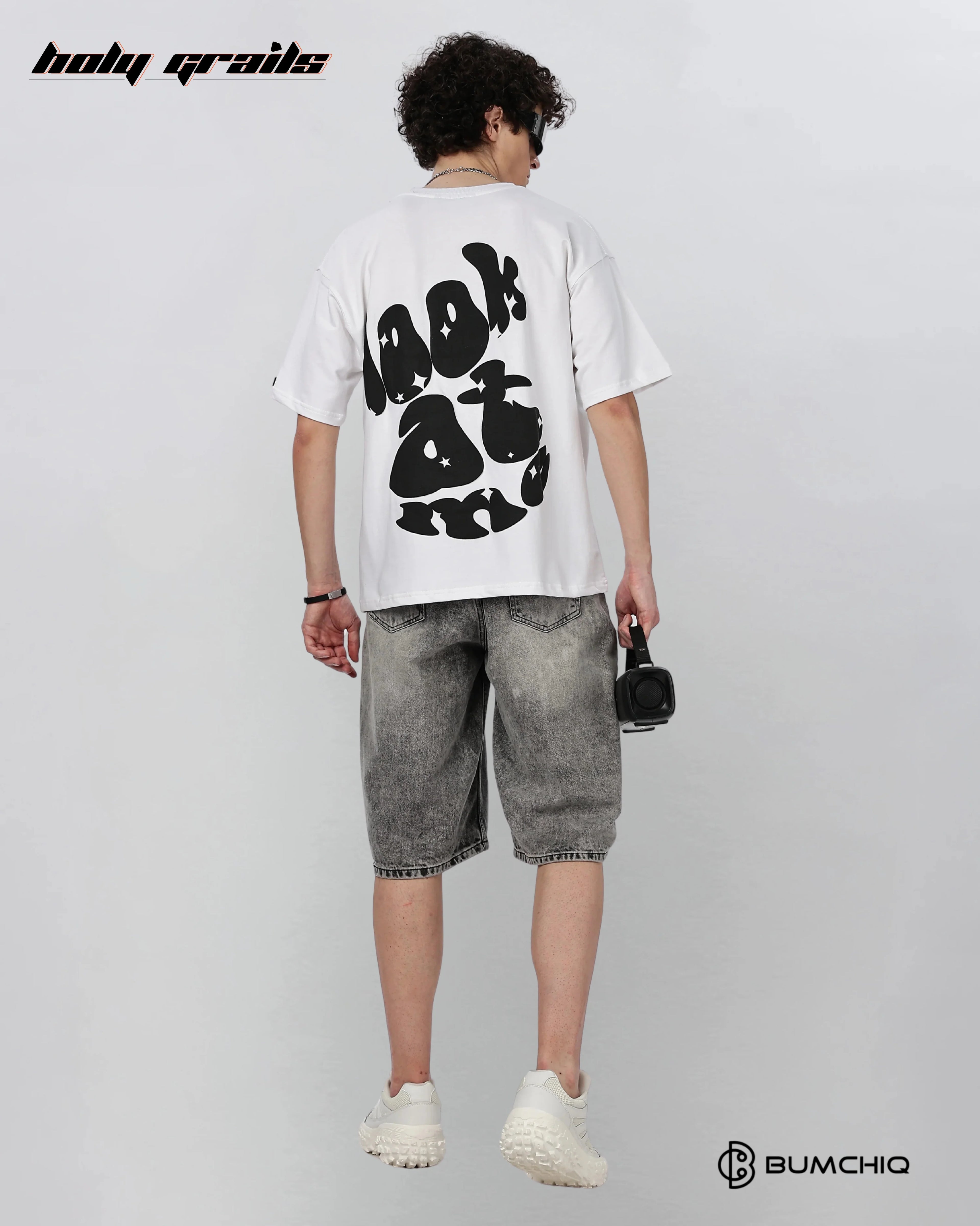 Look At Me White Oversize Tee HG x Bumchiq