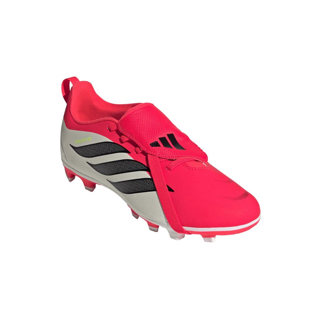 adidas Predator Club Fold Over Tongue Elastic Laces FG MG Youth Soccer Cleats Red Black White