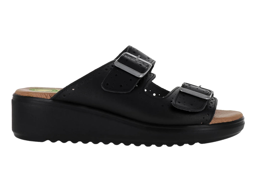 Sandalias Capricho Negro de Vaqueta para Mujer