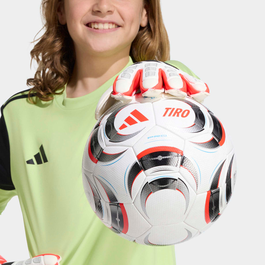 adidas Predator Match Fingersave Goalkeeper Youth Soccer Gloves White Red Black