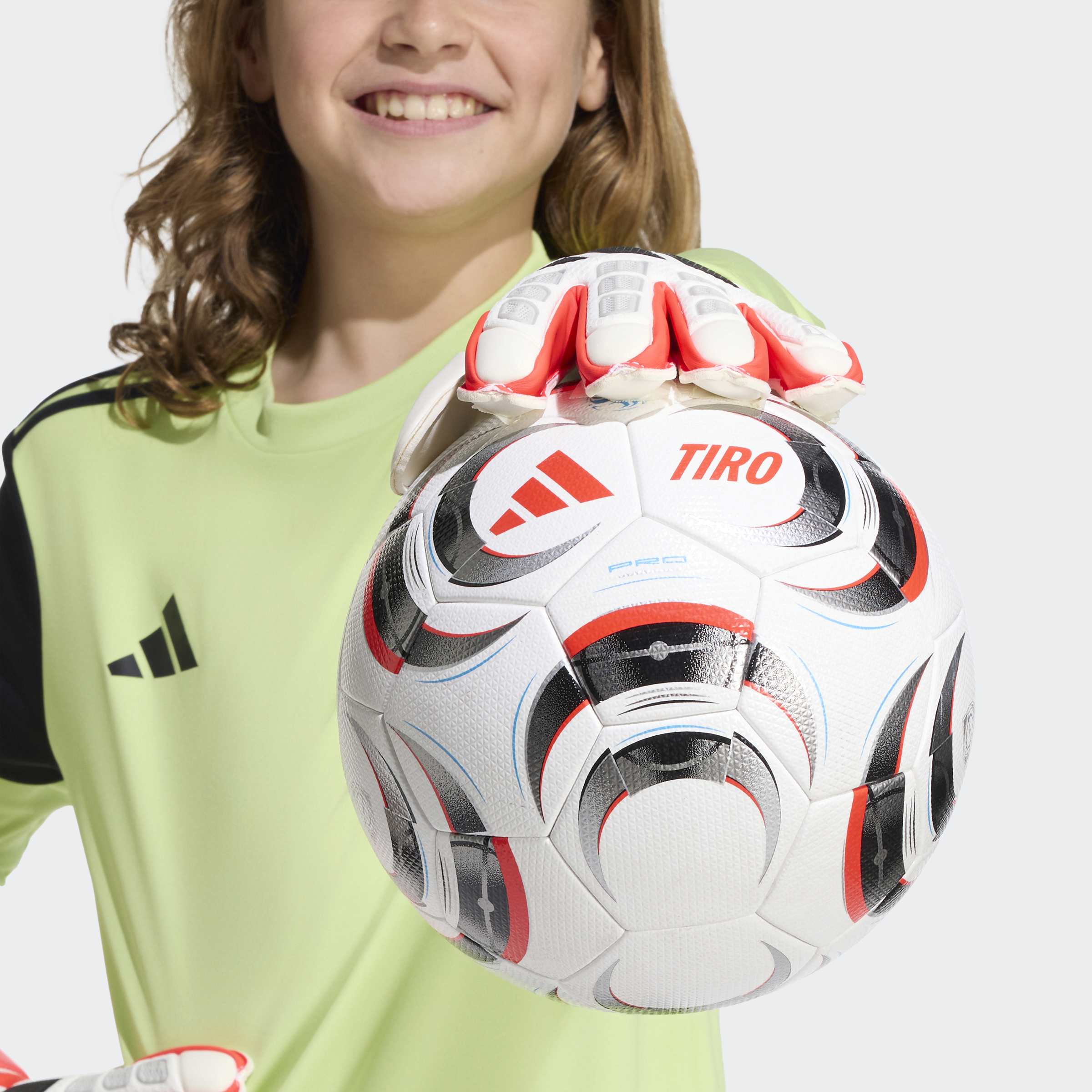 adidas Predator Match Fingersave Goalkeeper Youth Soccer Gloves White Red Black