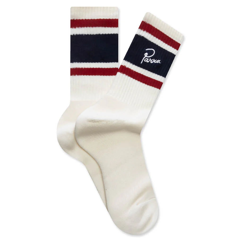 Signature Striped Crew Socks White