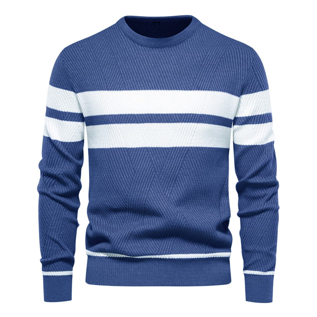 Mens Crew Neck Pullover Striped Sweater