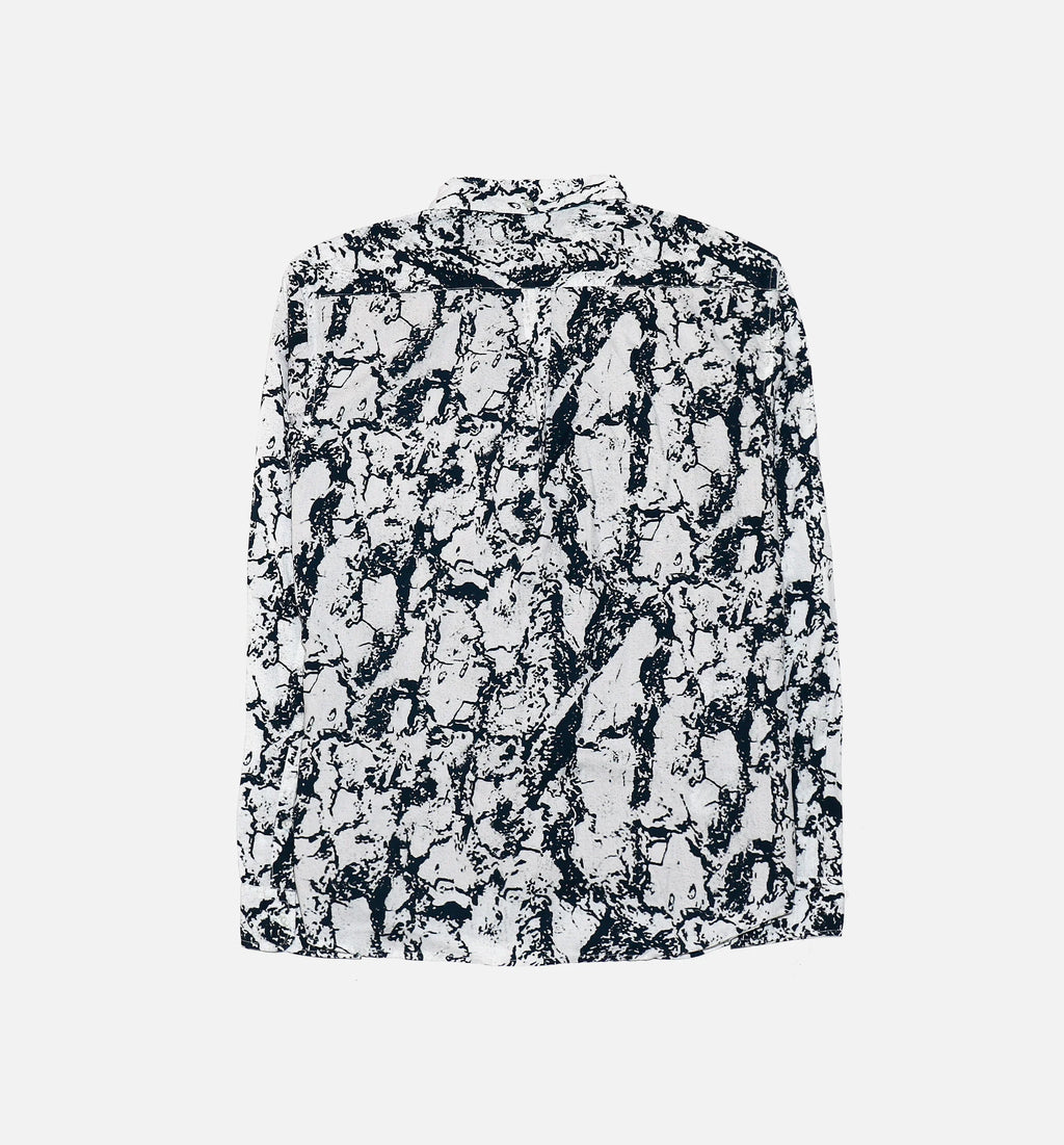 Marble Woven Long Sleeve Mens Shirt White