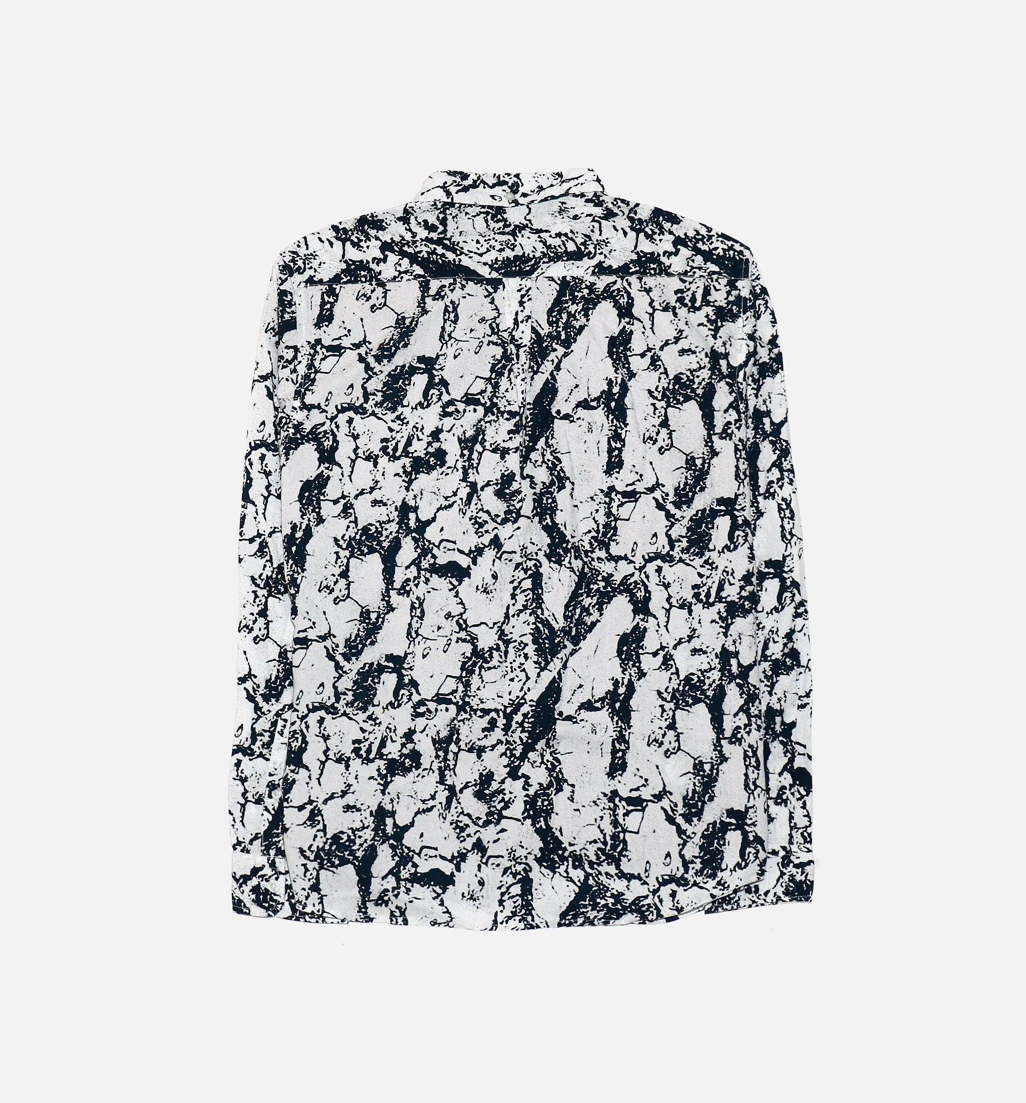 Marble Woven Long Sleeve Mens Shirt White