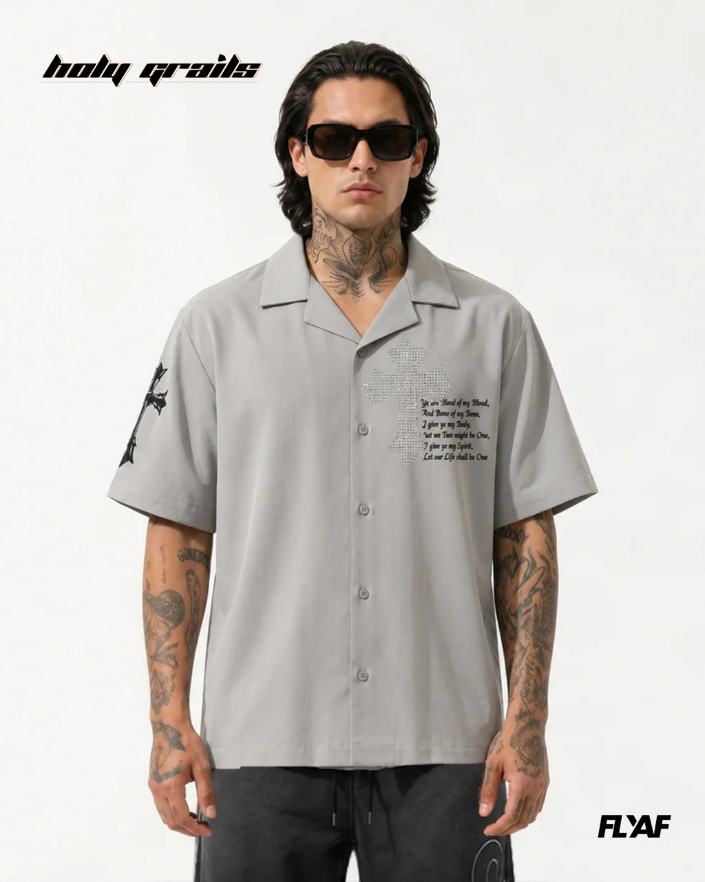 Poly Crossstar Grey Half Sleeve Shirt HG x FLYAF