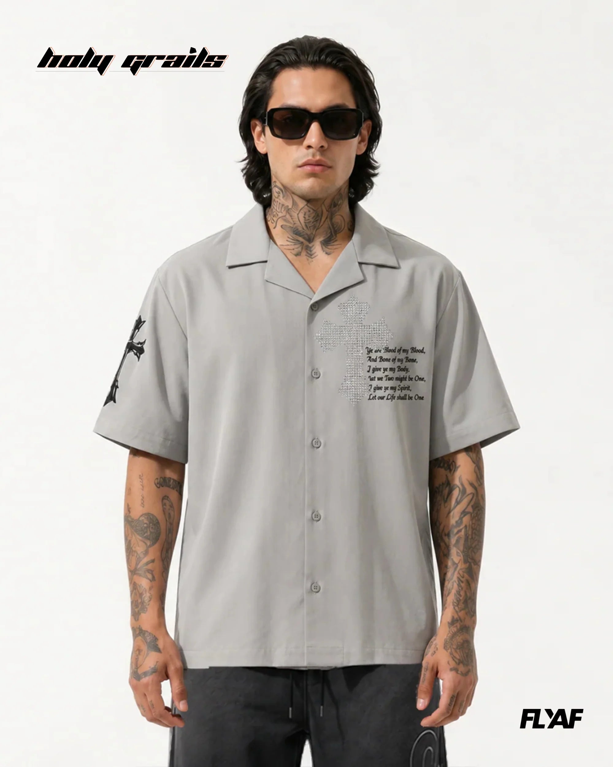 Poly Crossstar Grey Half Sleeve Shirt HG x FLYAF