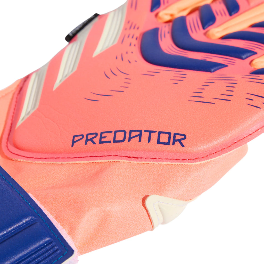 adidas Predator Match Fingersave Goalkeeper Youth Soccer Gloves Orange White Blue