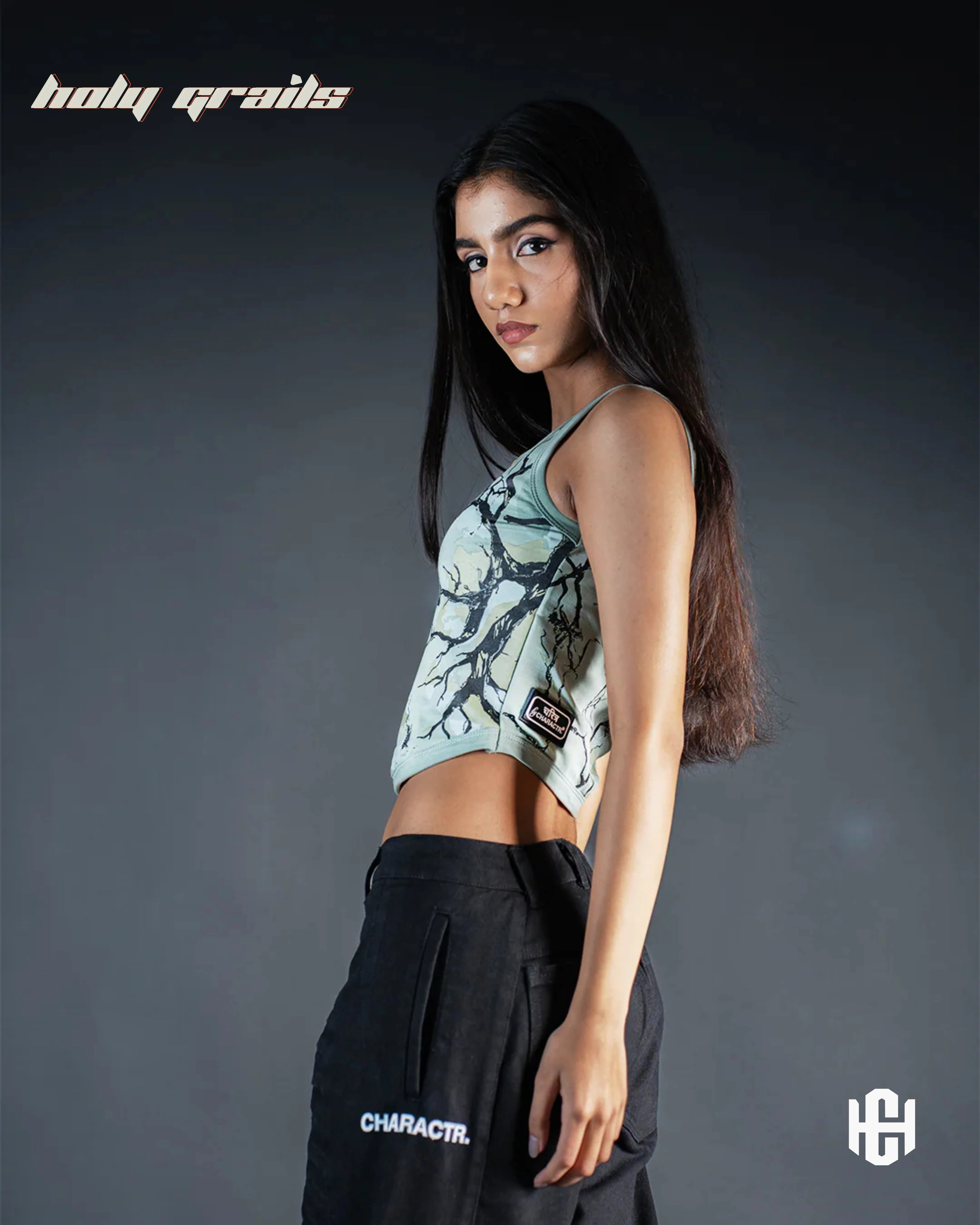Earthen Bloom Blue Sleeveless Crop Top HG x Charactr