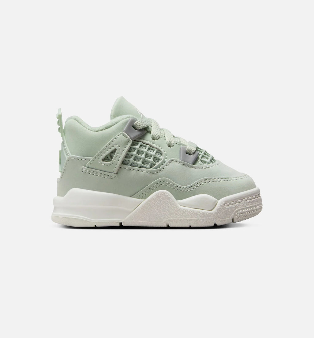 Air Jordan 4 Retro Abundance Infant Toddler Lifestyle Shoe Seafoam Sail Metallic Silver