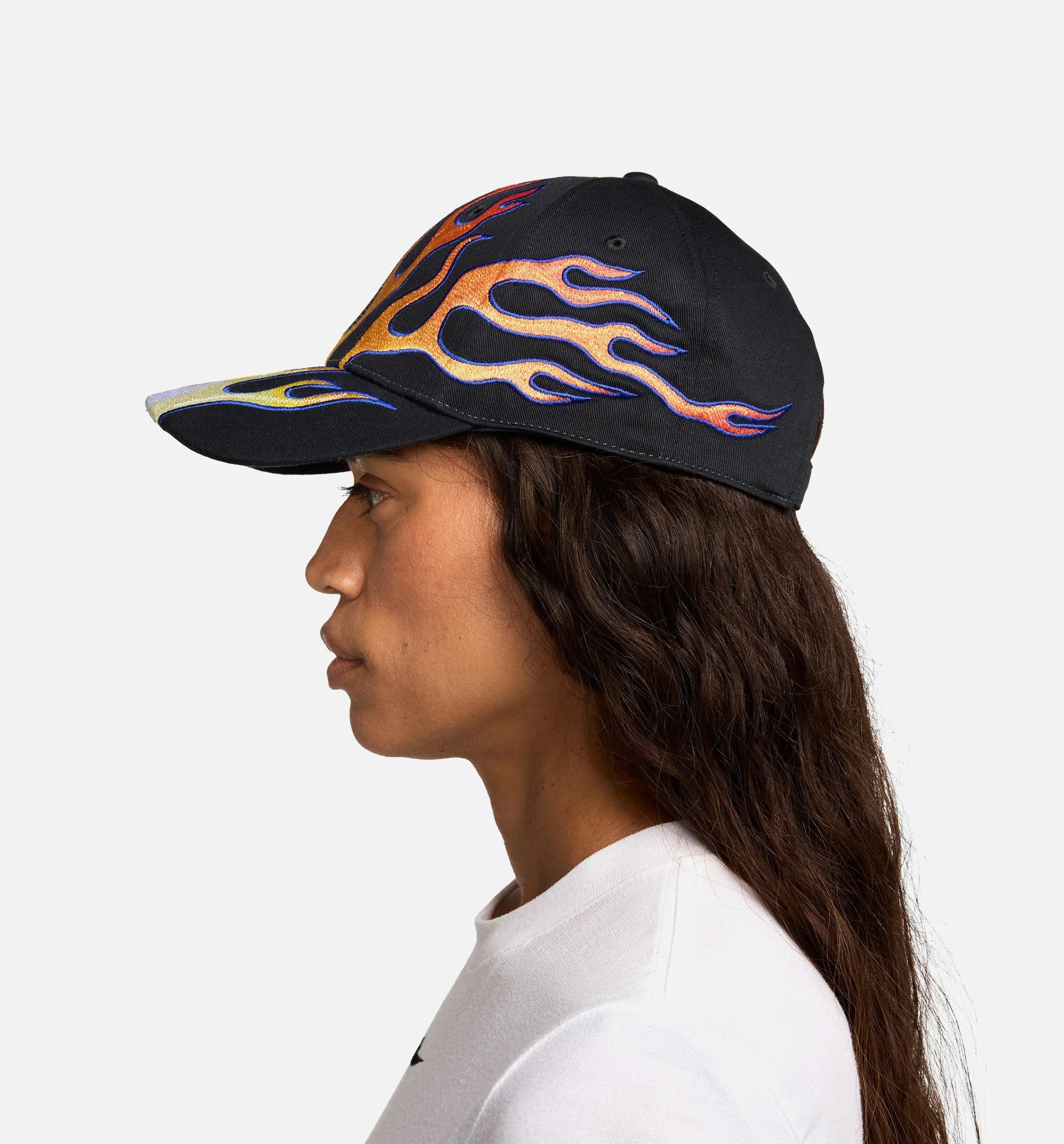 Structured OG Flame Cap Mens Hat Black Orange