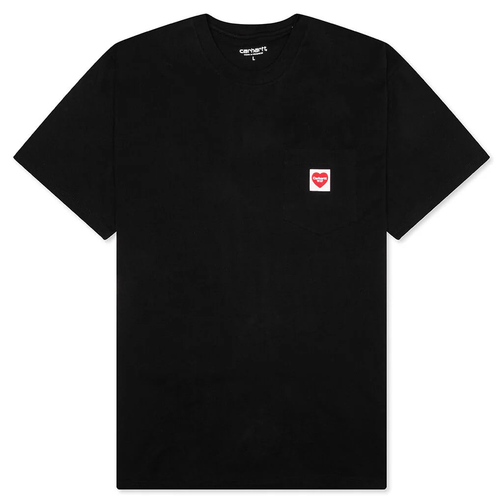S S Pocket Heart T Shirt Black Red