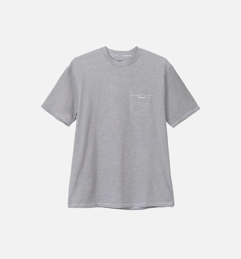 Mini Stripe Short Sleeve Crew Tee Mens T Shirt White Black
