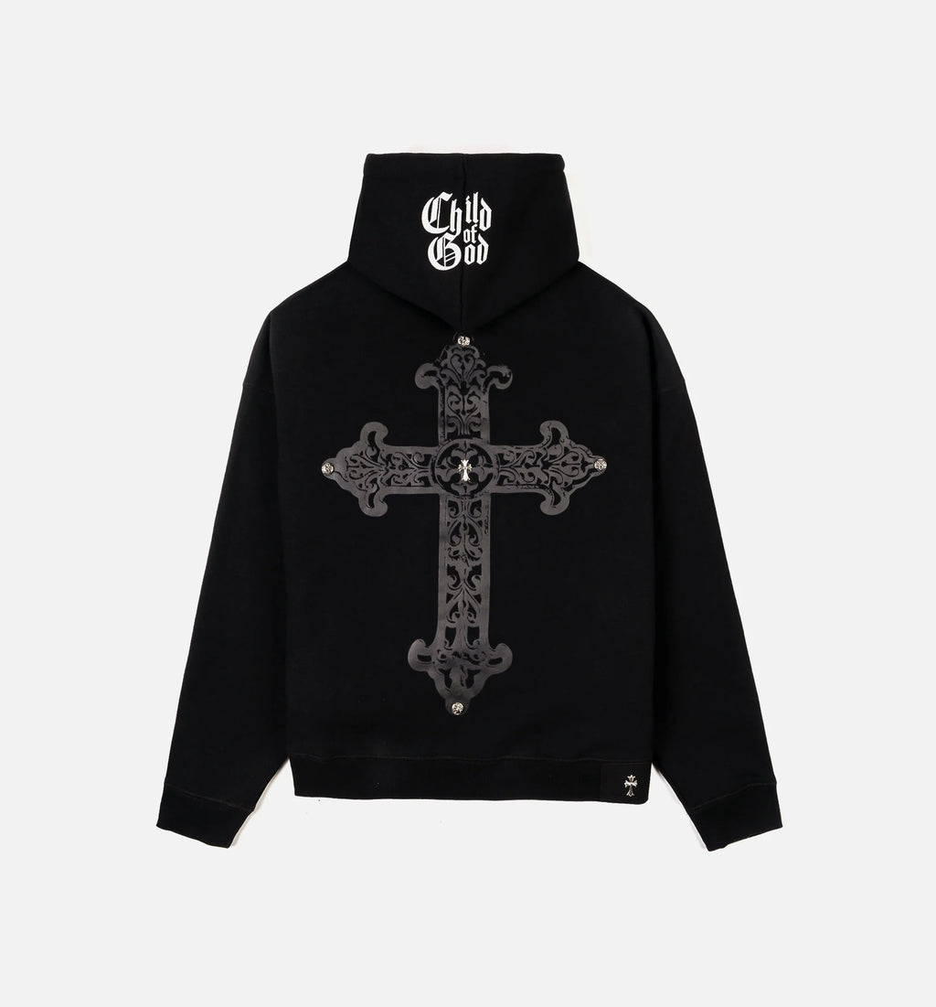 Biblical All Over Print Washed Mens Hoodie Black White