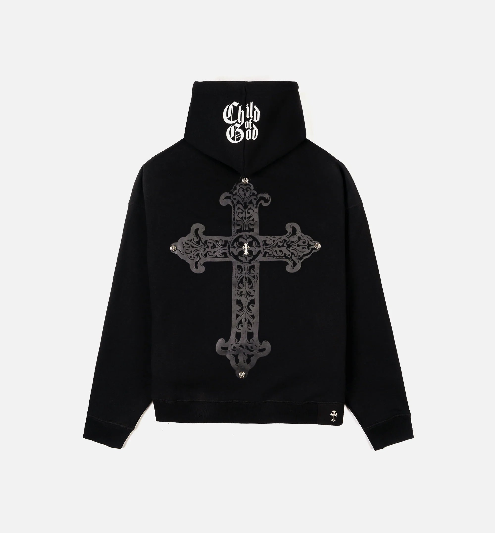 Biblical All Over Print Washed Mens Hoodie Black White