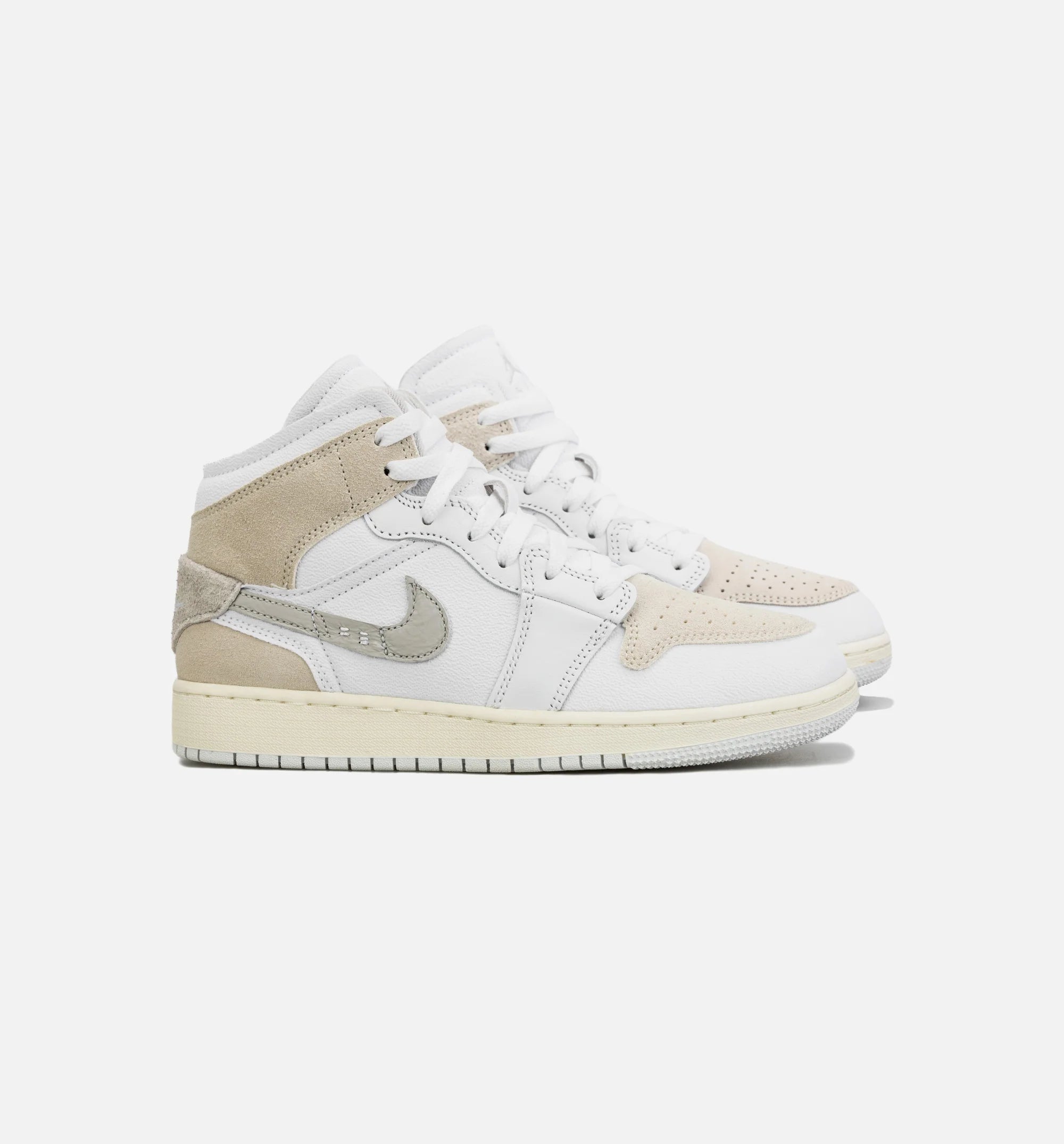 Air Jordan 1 Mid SE Craft Grade School Lifestyle Shoe Grey Beige
