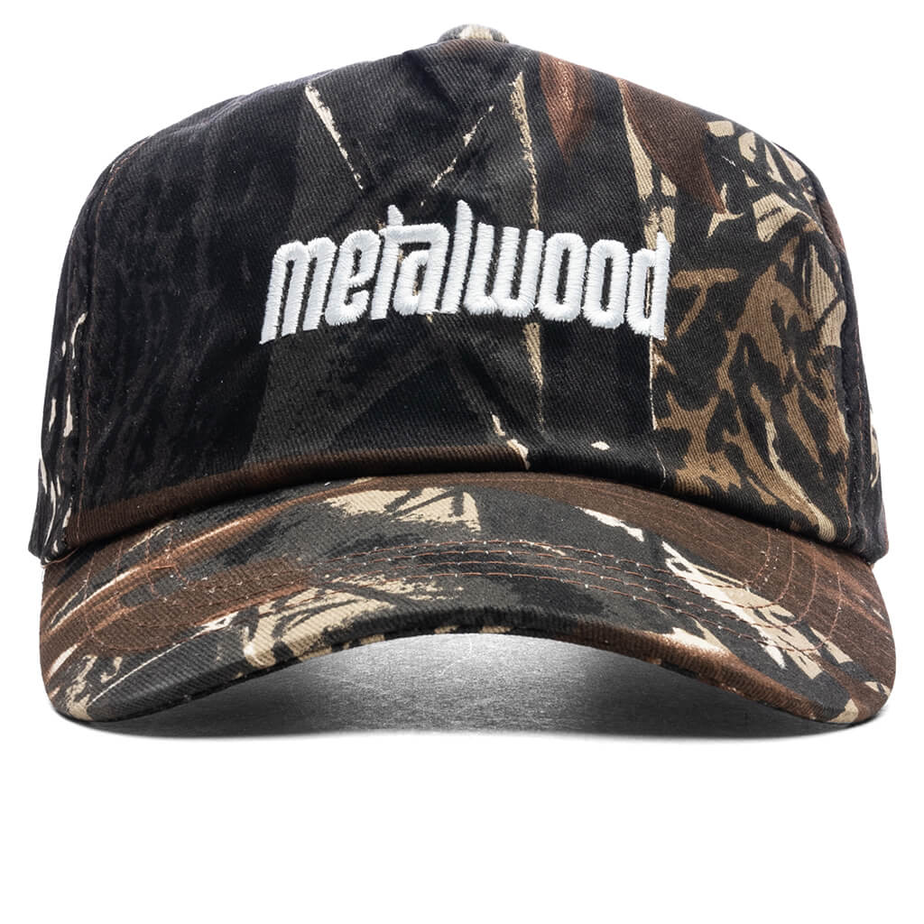 Metal Logo 5 Panel Hat Real Leaf Camo
