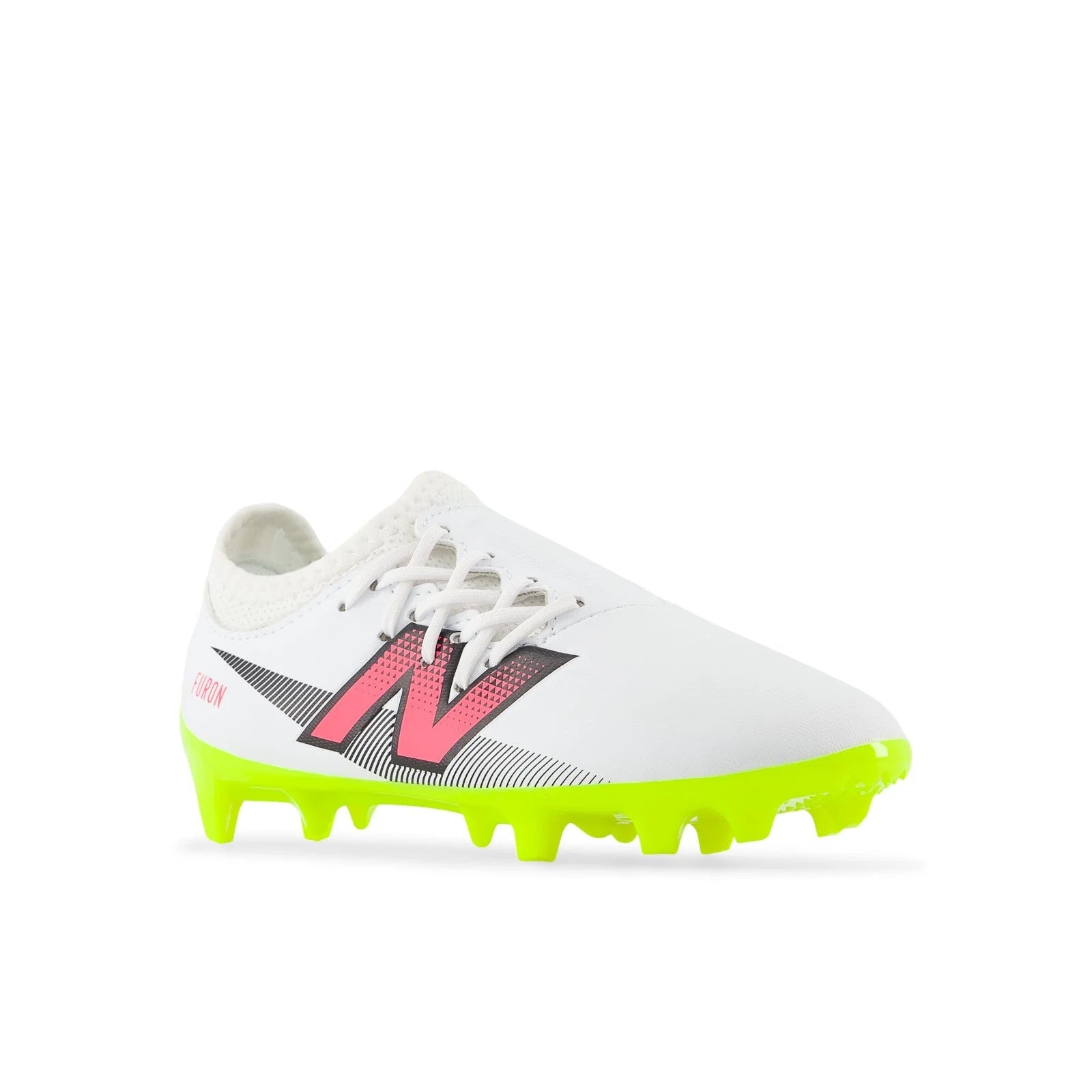 New Balance Furon Dispatch Junior FG V7 Firm Ground Soccer Cleats White Black Neon Pink