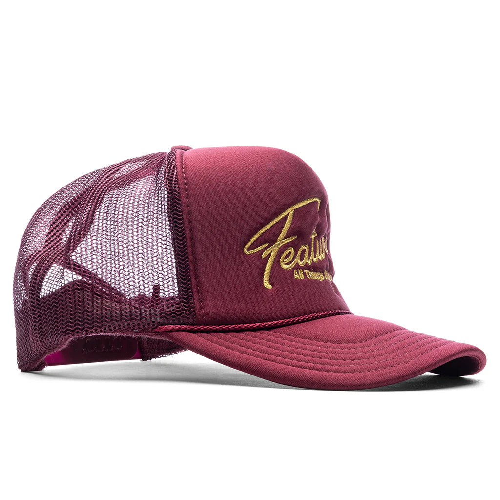 Feature x Wynn Shine Trucker Burgundy Maroon