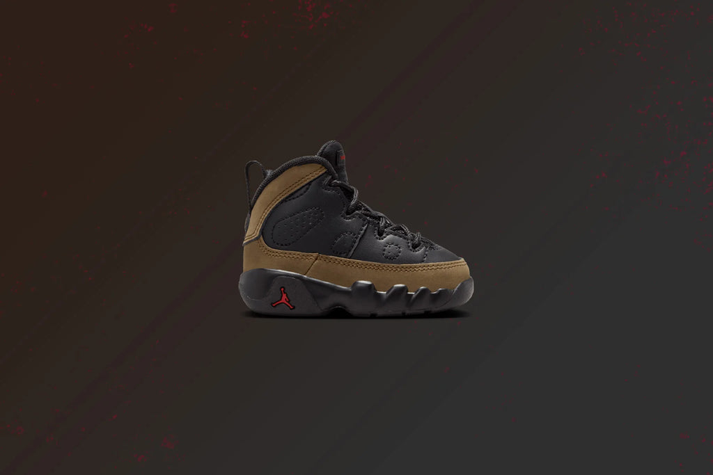 Jordan 9 Retro TD Black True Red Light Olive