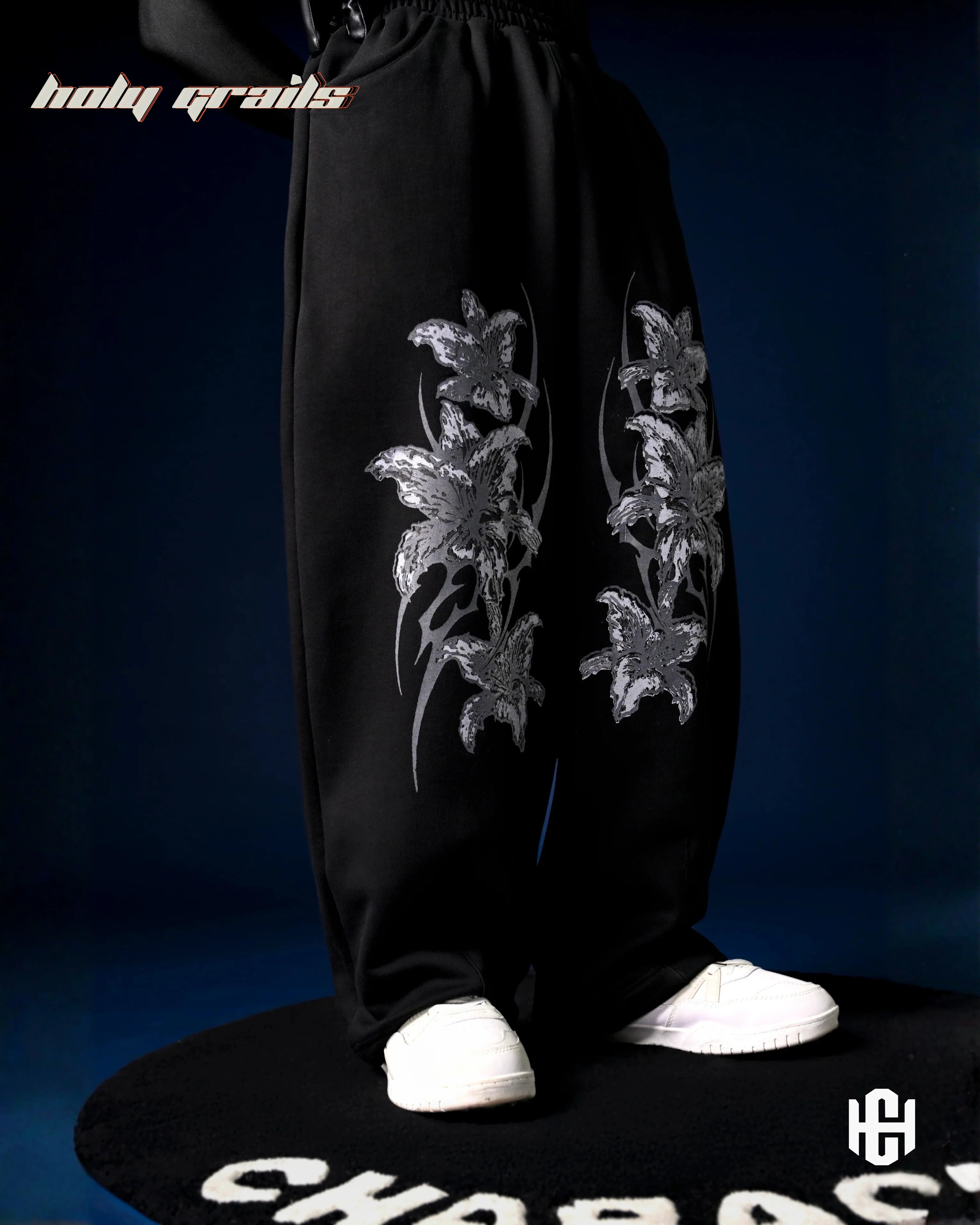 Frosted Floral Black Pants HG x Charactr