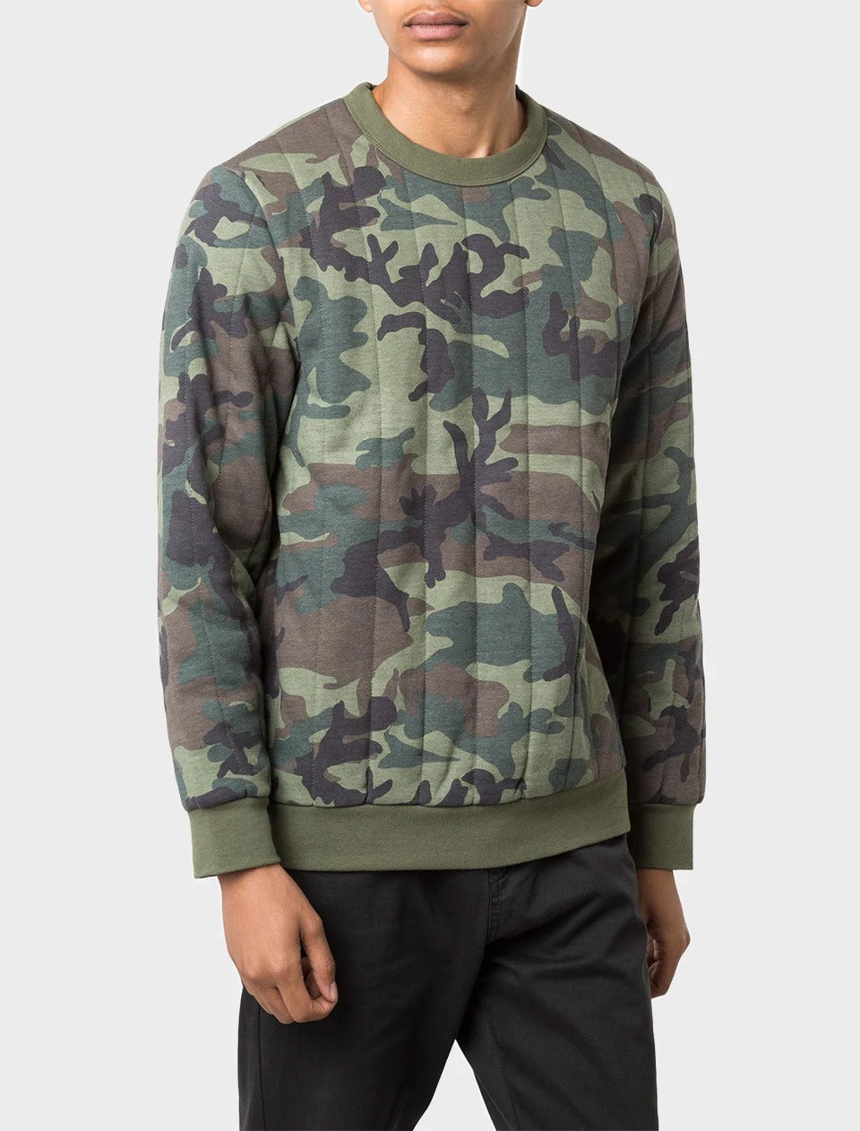 Quilted Crew Sweater Mens Sweater Camo